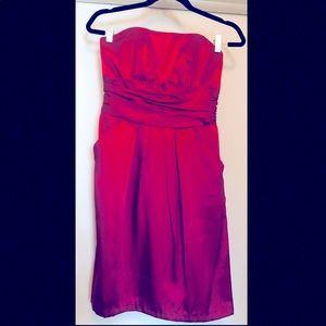Dark pink satin strapless homecoming dress David’s Bridal Size 4